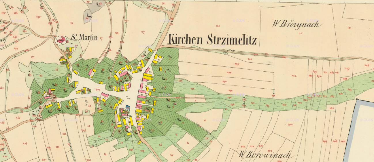 Mapa obce z 1.poloviny 19. století